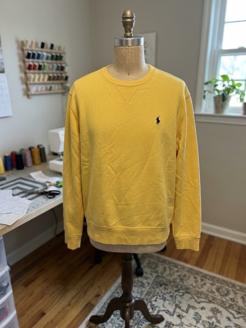 Ralph Lauren Bright Yellow Crewneck Sweater with Pony Logo